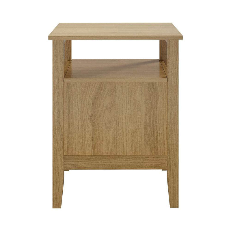 Natural colour - 2x Bedside Table 2 Drawers Open Shelf Nightstand Natural