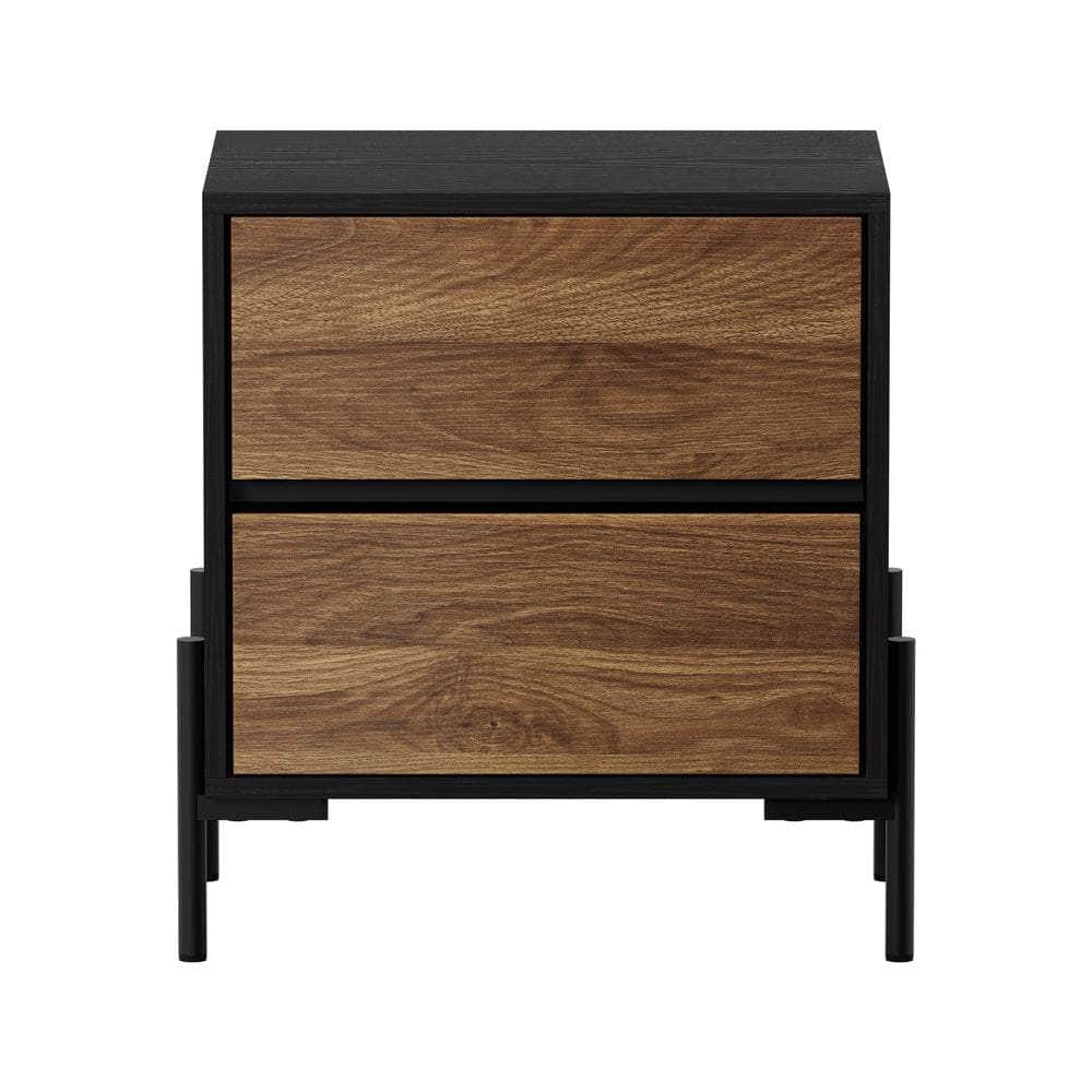 2x Bedside Table 2 Drawers Side End Nightstand Walnut