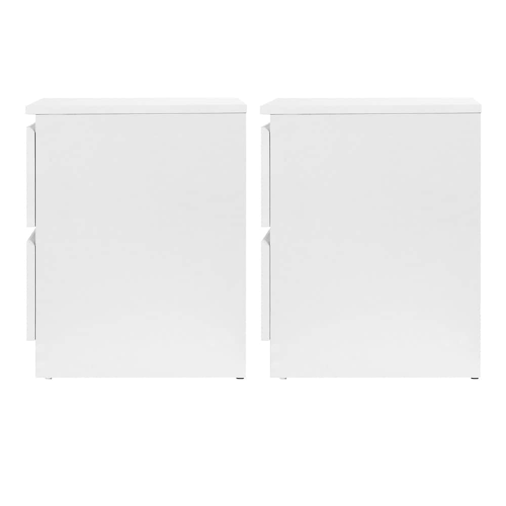 2x Bedside Table 2 Drawers - White