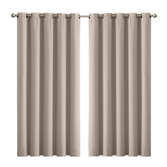 3 Layers Eyelet Blockout Curtains 180x230cm Beige | PayPal