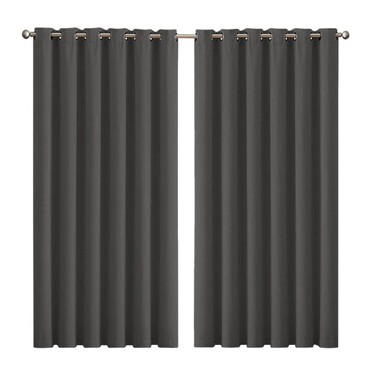 2x Blockout Curtains Panels 3 Layers Charcoal