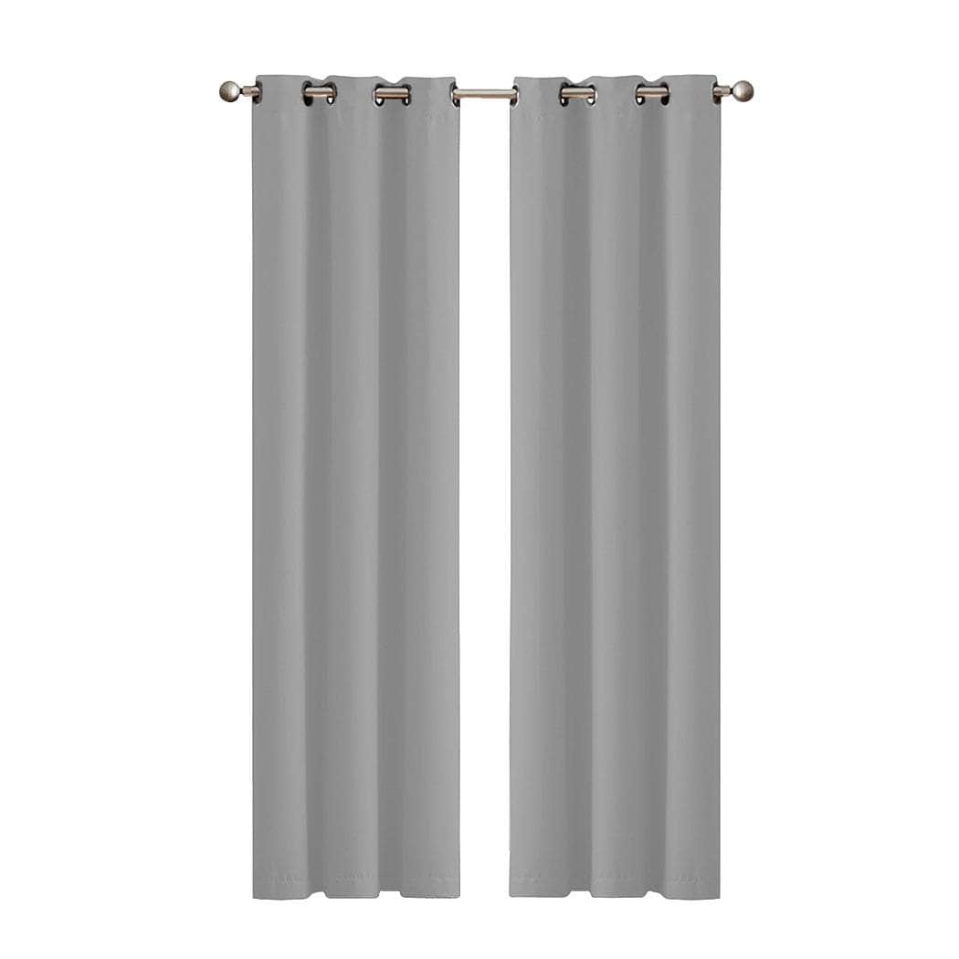 2x Blockout Curtains Panels 3 Layers- Grey