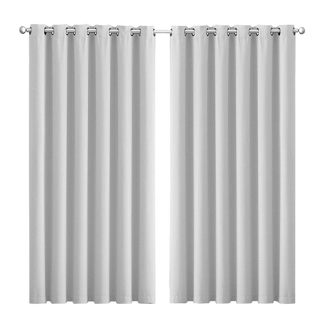 2x Blockout Curtains Panels 3 Layers Grey-Elegant