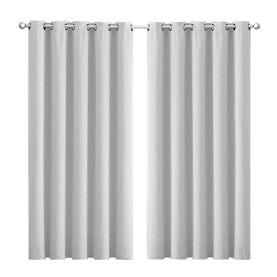 2x Blockout  Grey Curtains Panels 3 Layers