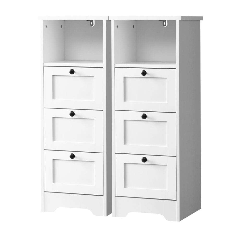 2x Chest of Drawers Storage Cabinet Dresser Tallboy Hamptons