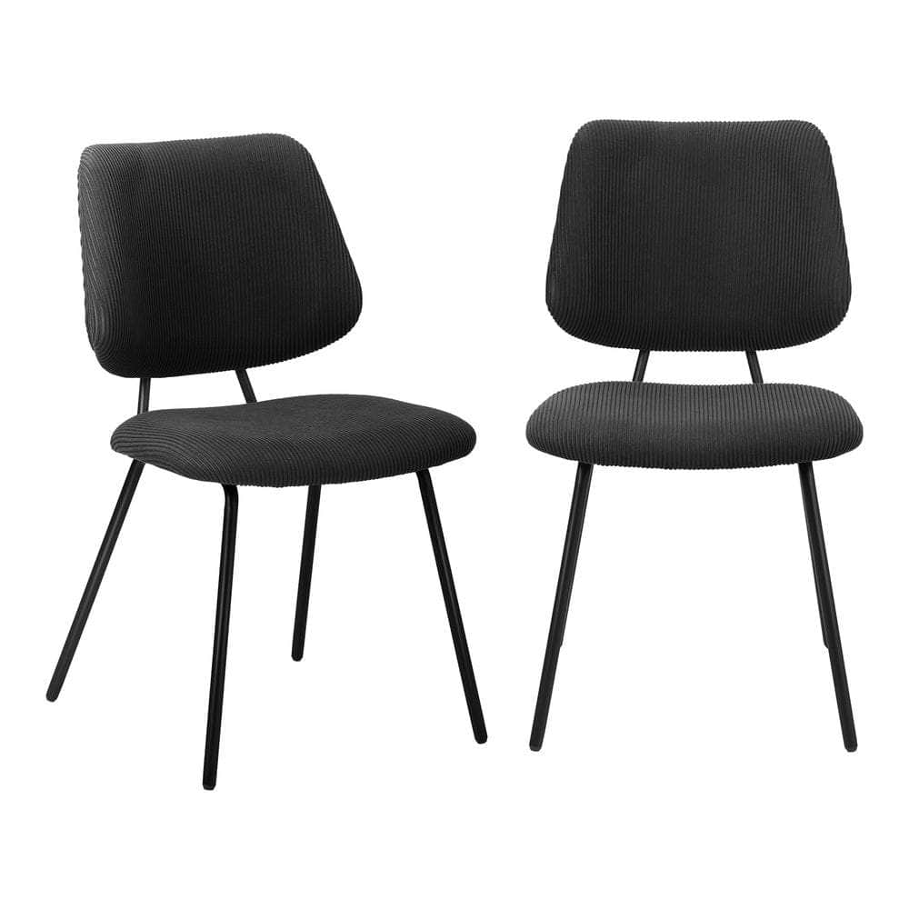 2x Dining Chair Vintage Retro Polyester Dark Grey