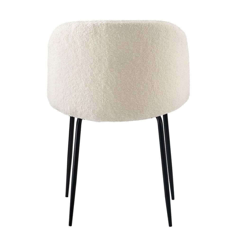 2x Dining Chairs Accent Chair Armchair Kitchen Upholstered Sherpa White with White colour