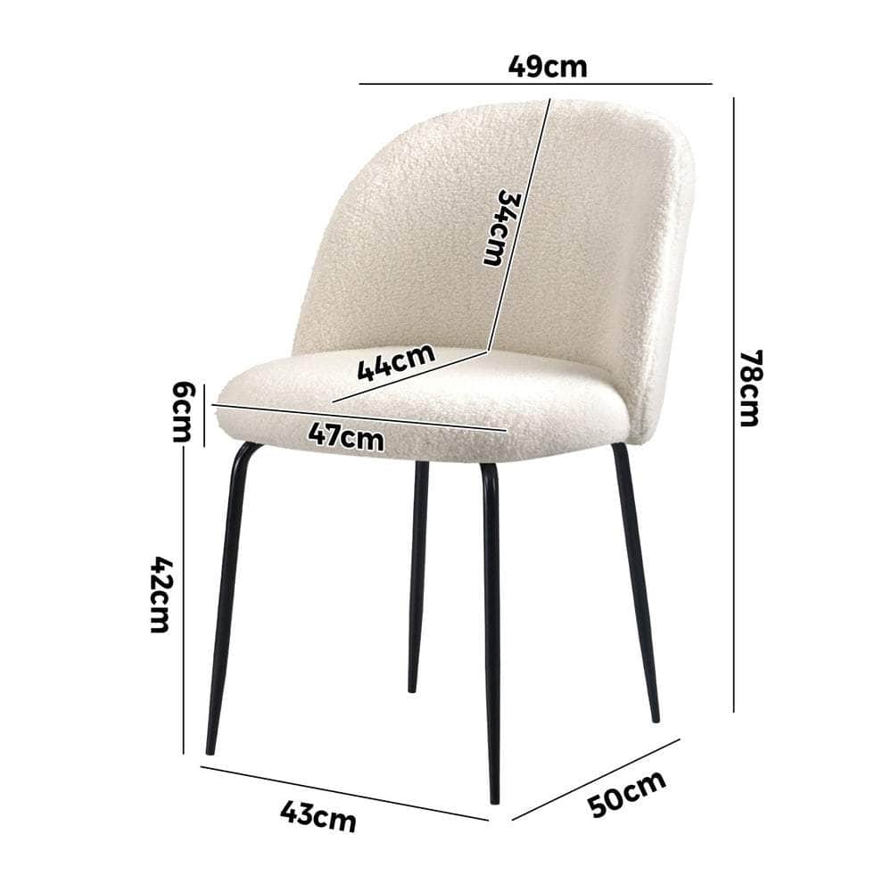 2x Dining Chairs Accent Chair Armchair Kitchen Upholstered Sherpa White, White colour