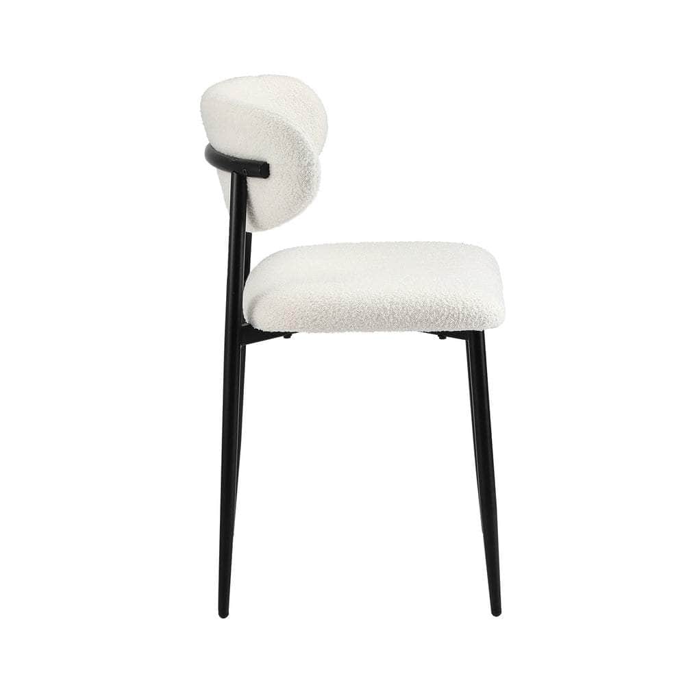 2x Dining Chairs Boucle Fabric Black and White Modern Kitchen Lounge Seating