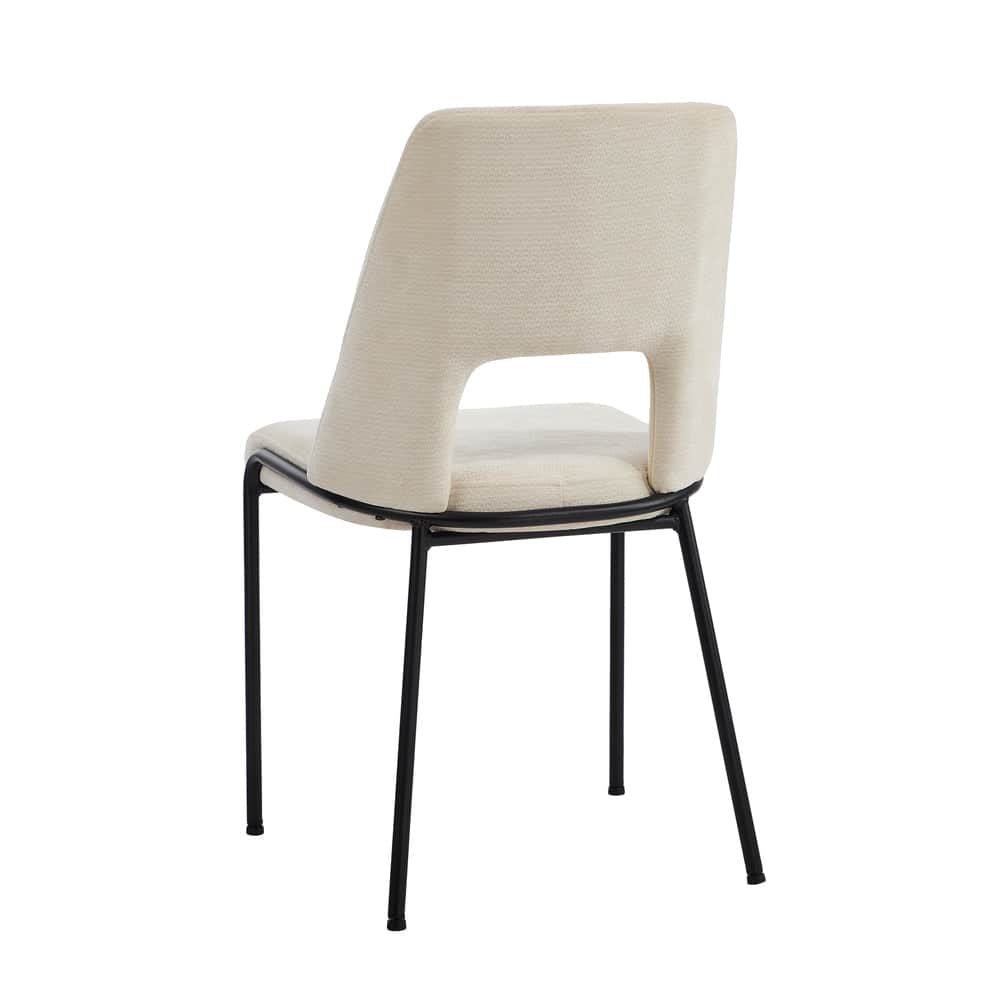 2x Dining Chairs Chenille Fabric Upholstered Kitchen Side Chairs Beige Green & Grey