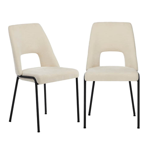 2x Dining Chairs Chenille Fabric Upholstered Kitchen Side Chairs Beige Green & Grey