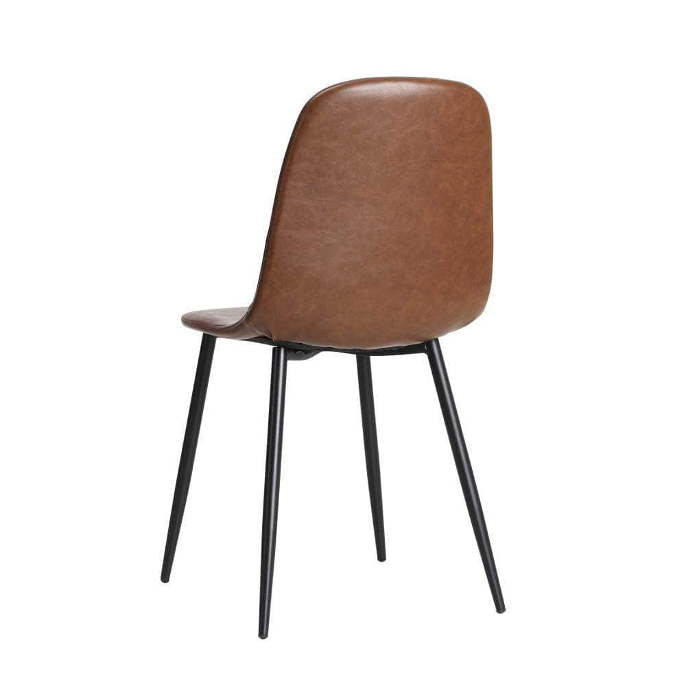 2x Dining Chairs Lounge Room PU Leather Brown