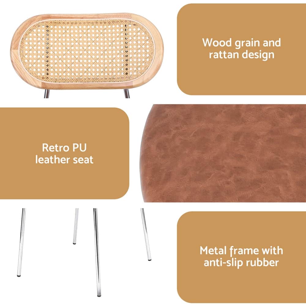 2X Dining Chairs Pu Leather Rattan Kitchen Lounge Cafe Accent Chair