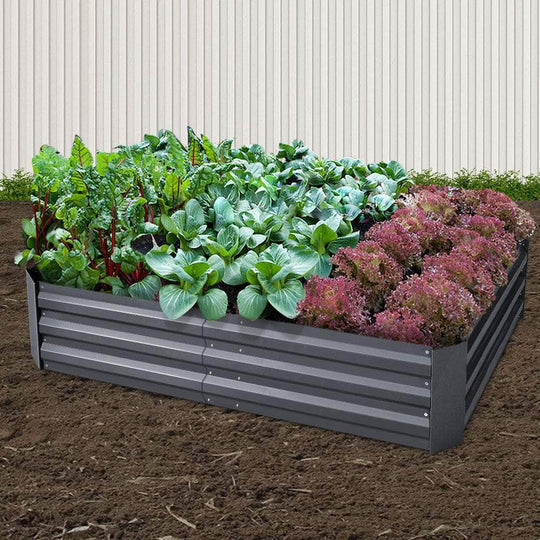 2x Garden Bed 150x90cm Planter Box Raised Container Galvanised Herb with Green Fingers Steel Aluminium