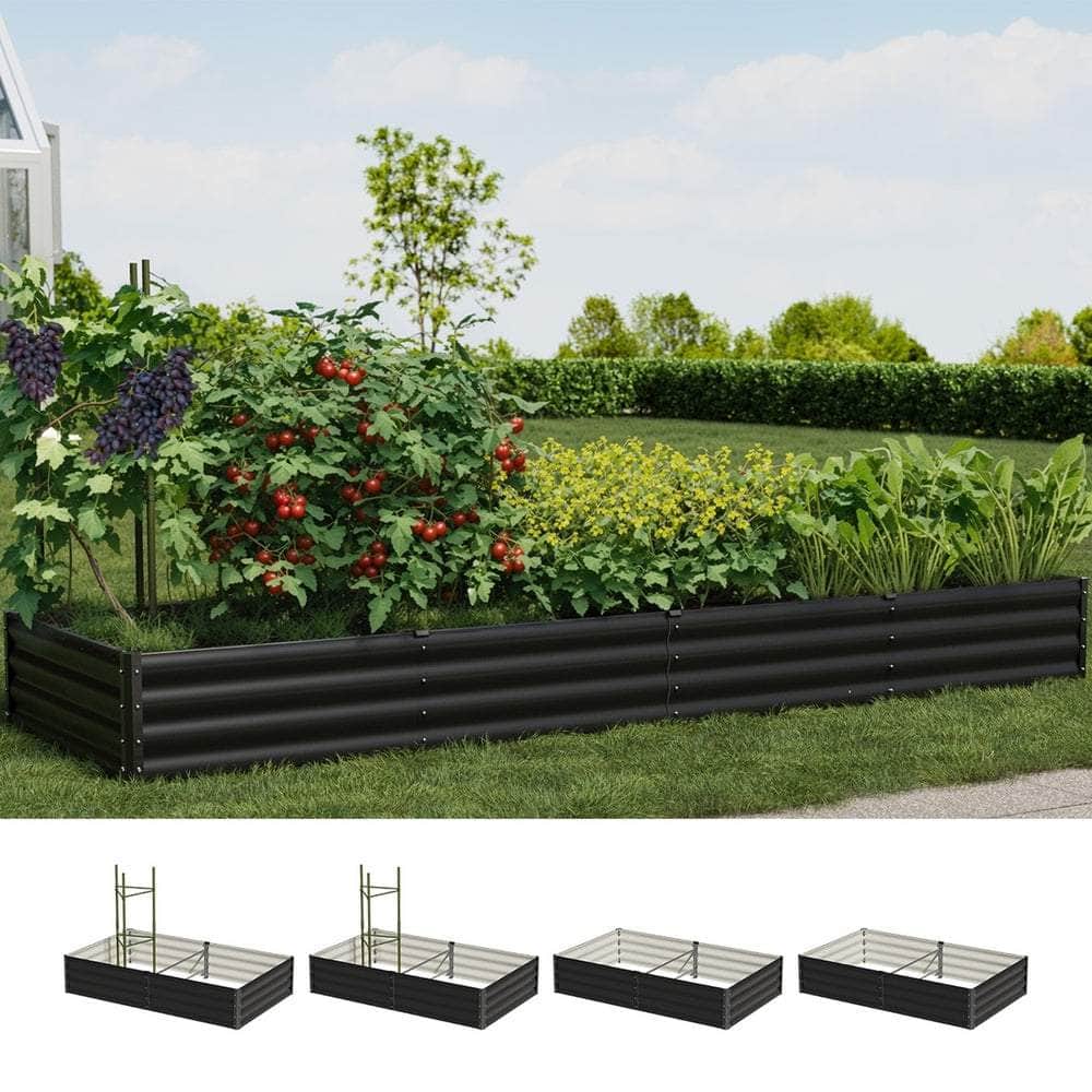 2x Garden Bed 290x90x30cm Galvanised Steel Raised Planter Box for Backyard