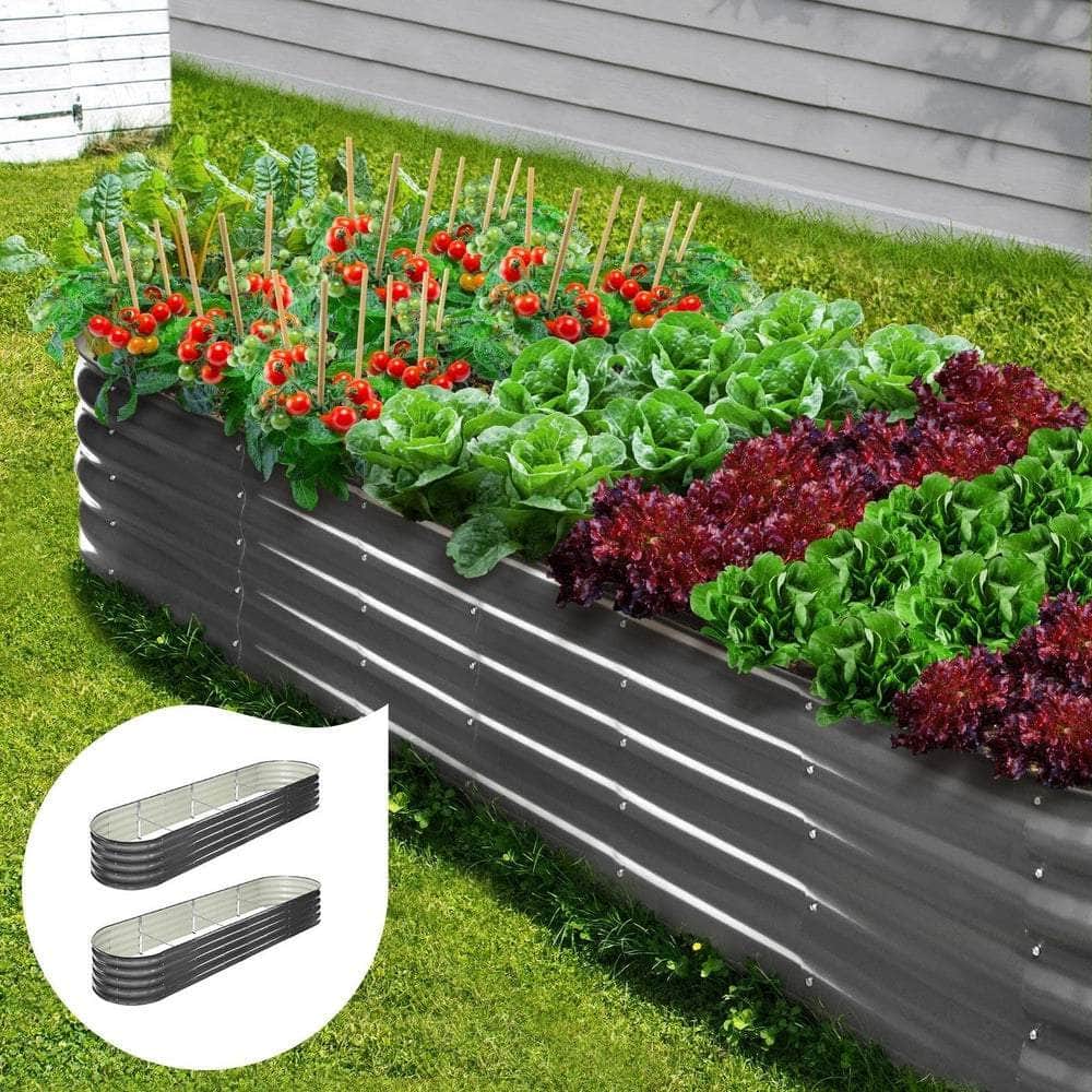 2X Garden Bed Galvanised Garden Bed 320X80X42CM