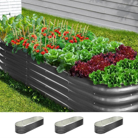 2X Garden Bed Galvanised Raised Garden Bed 240X80X42CM