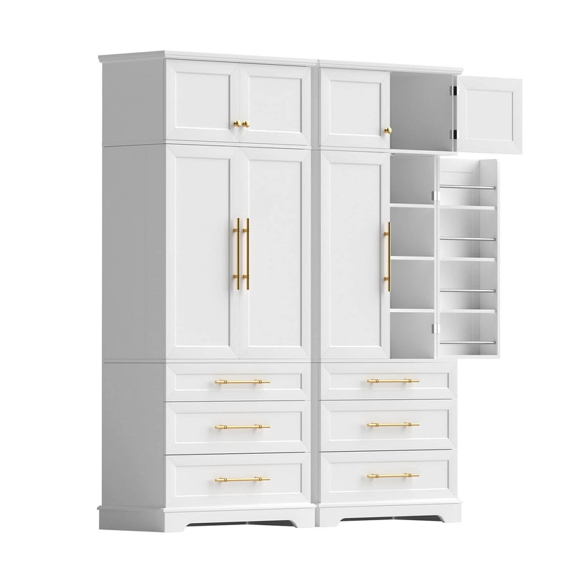 2X Hamptons Style Kitchen Pantry Cabinet - Drawers & Shelves