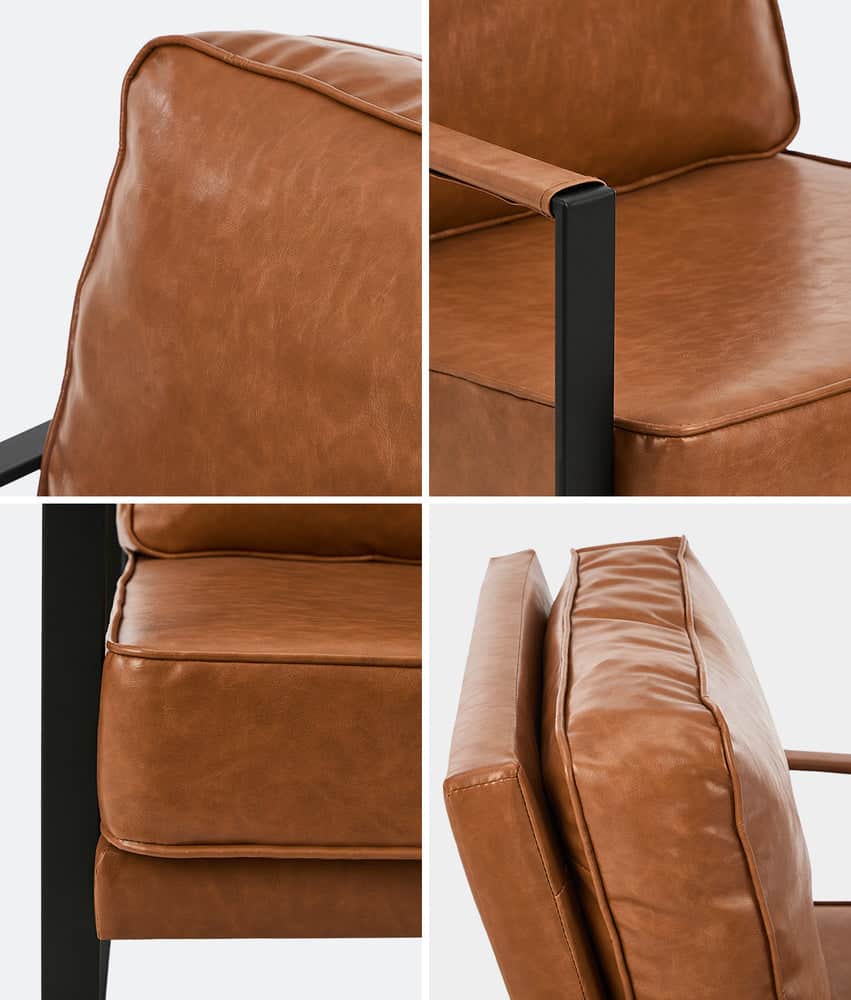 2x Lounge Armchair Sofa Chair Faux Leather Accent 1 Seater Upholstered Seating