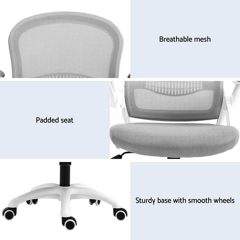 2x Mesh Office Chair Computer Gaming Desk Chairs Work Study Mid Back Grey