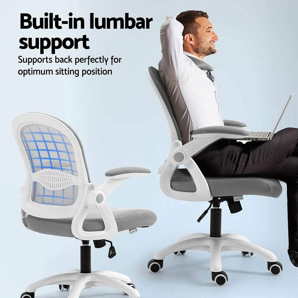 2x Mesh Office Chair Computer Gaming Desk Chairs Work Study Mid Back Grey