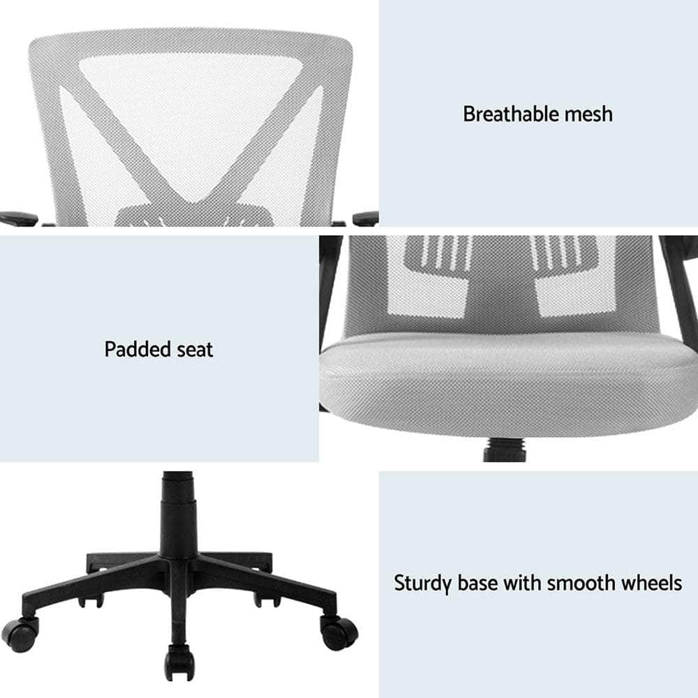 2x Mesh Office Chair Mid Back Black/Grey