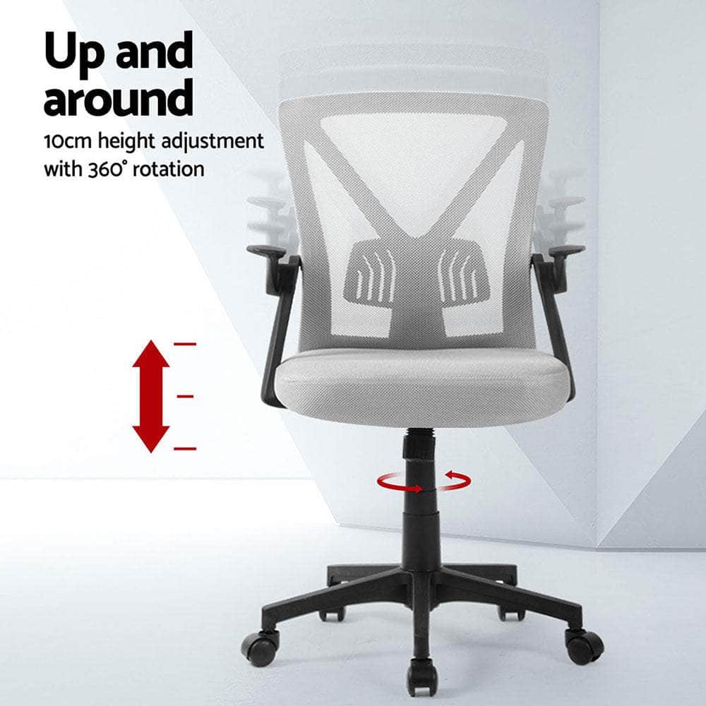 2x Mesh Office Chair Mid Back Black/Grey