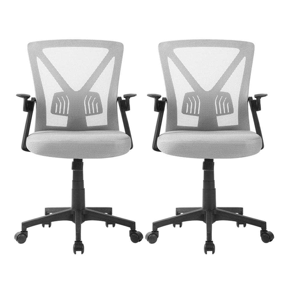 2x Mesh Office Chair Mid Back Black/Grey