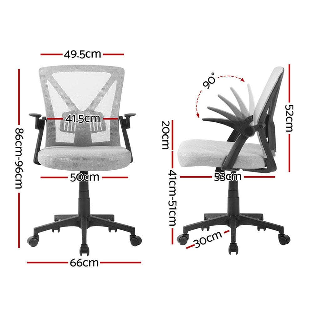 2x Mesh Office Chair Mid Back Black/Grey