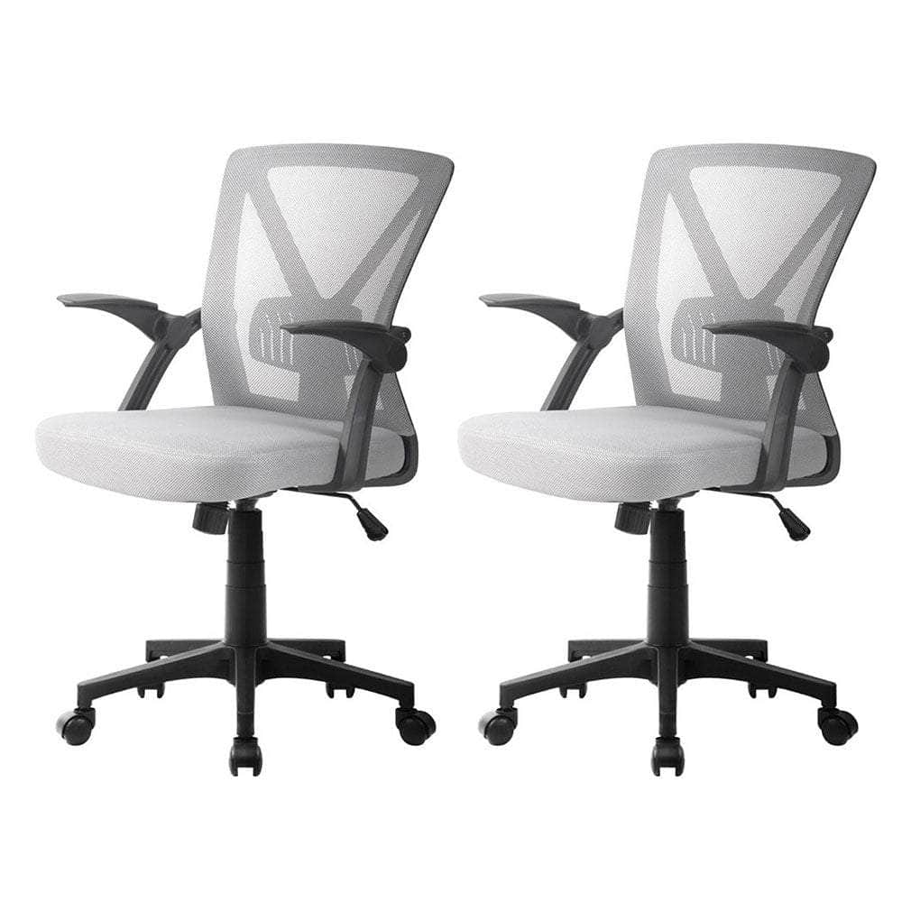2x Mesh Office Chair Mid Back Black/Grey