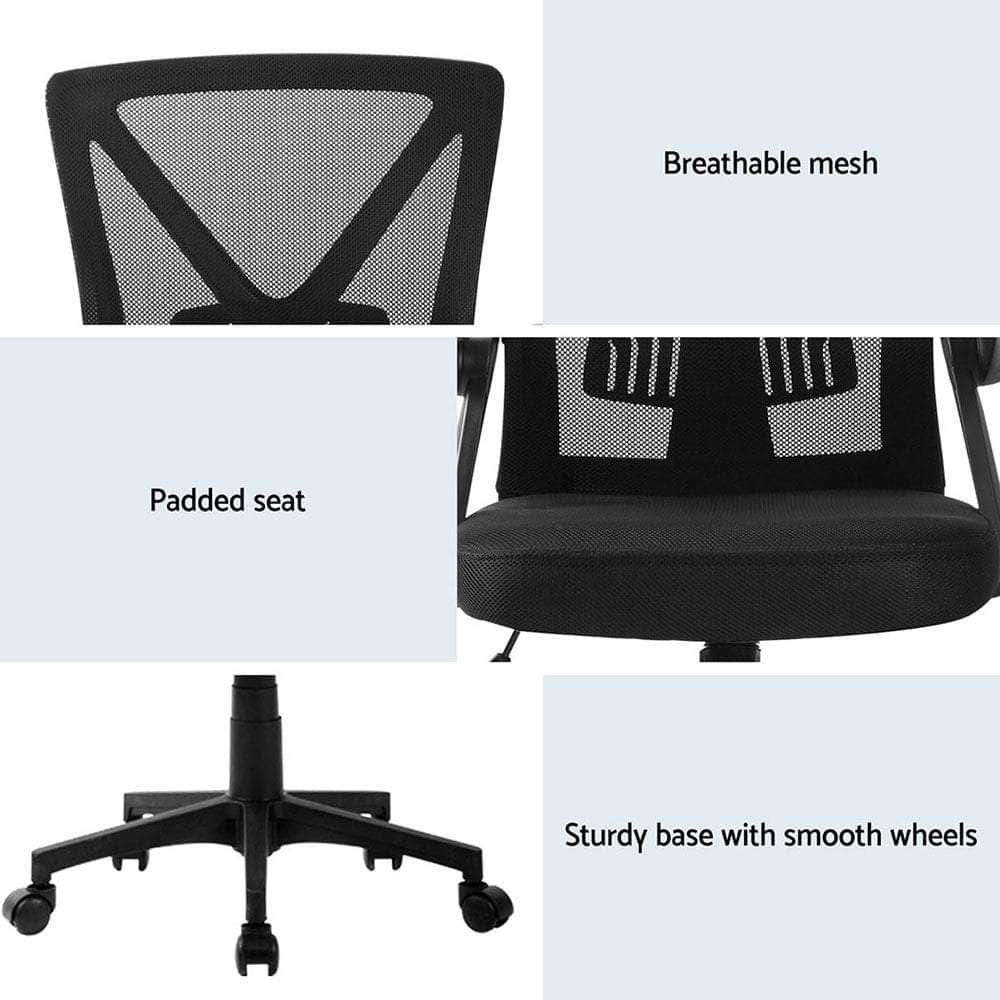 2x Mesh Office Chair Mid Back Black/Grey
