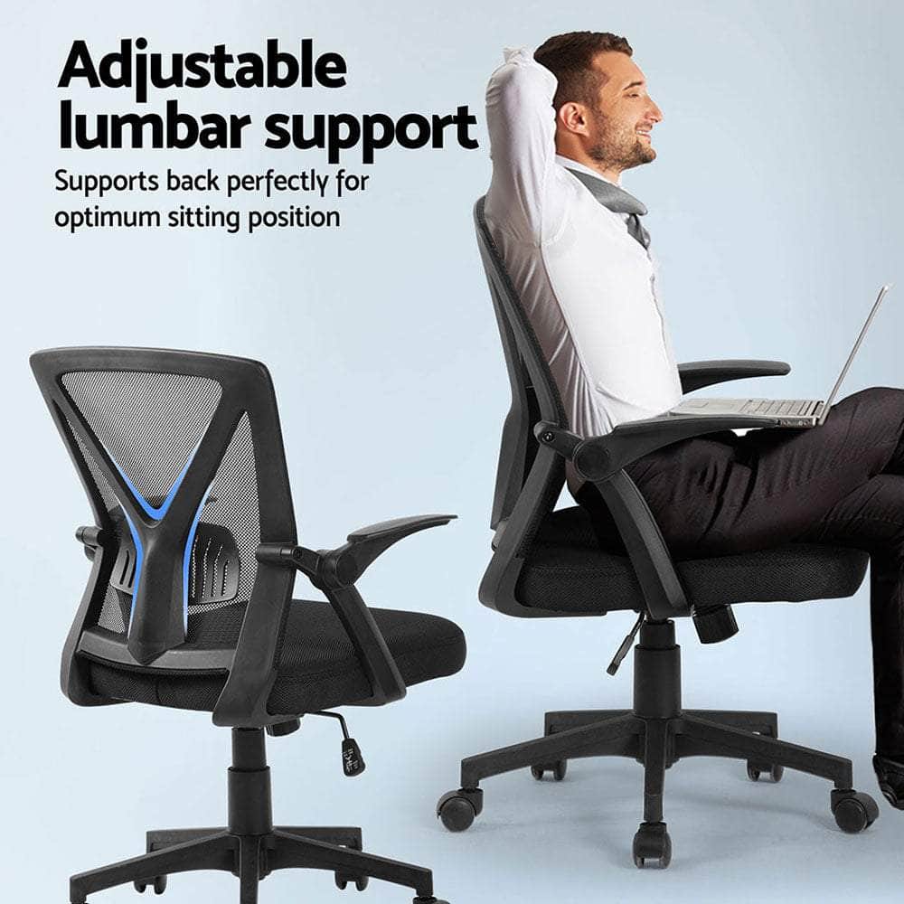 2x Mesh Office Chair Mid Back Black/Grey