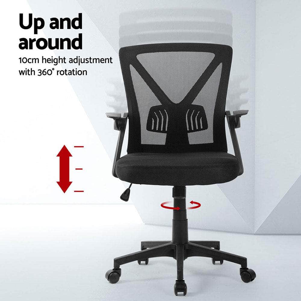 2x Mesh Office Chair Mid Back Black/Grey