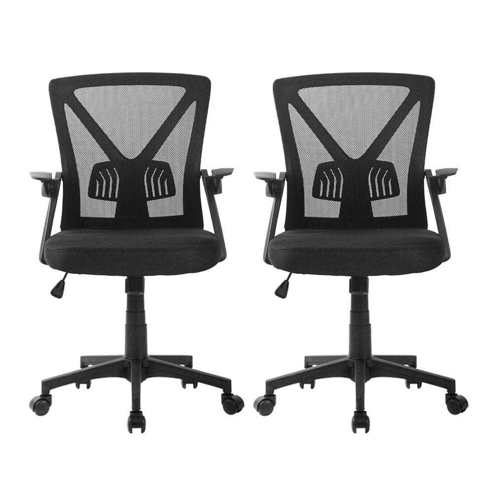 2x Mesh Office Chair Mid Back Black/Grey