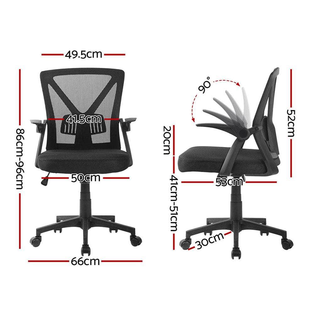 2x Mesh Office Chair Mid Back Black/Grey