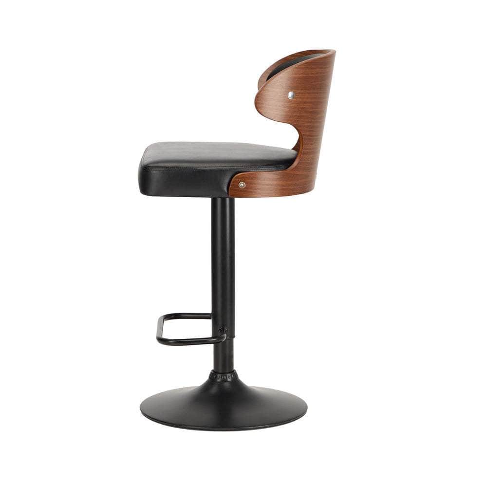 2x Modern PU Leather Gas Lift Bar Stools Kitchen Counter Chairs Black