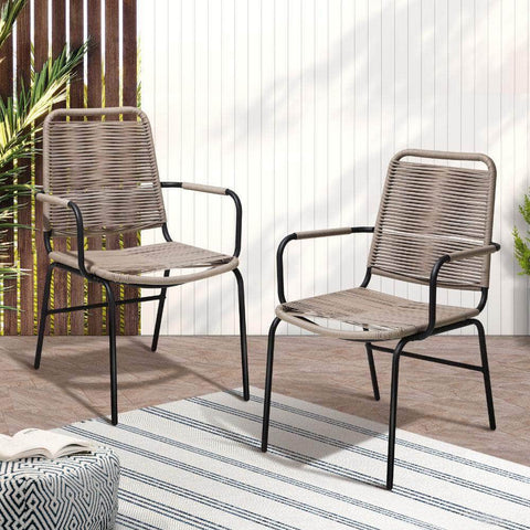 2X Outdoor Dining Chairs Outdoor Patio Chairs Garden Furniture