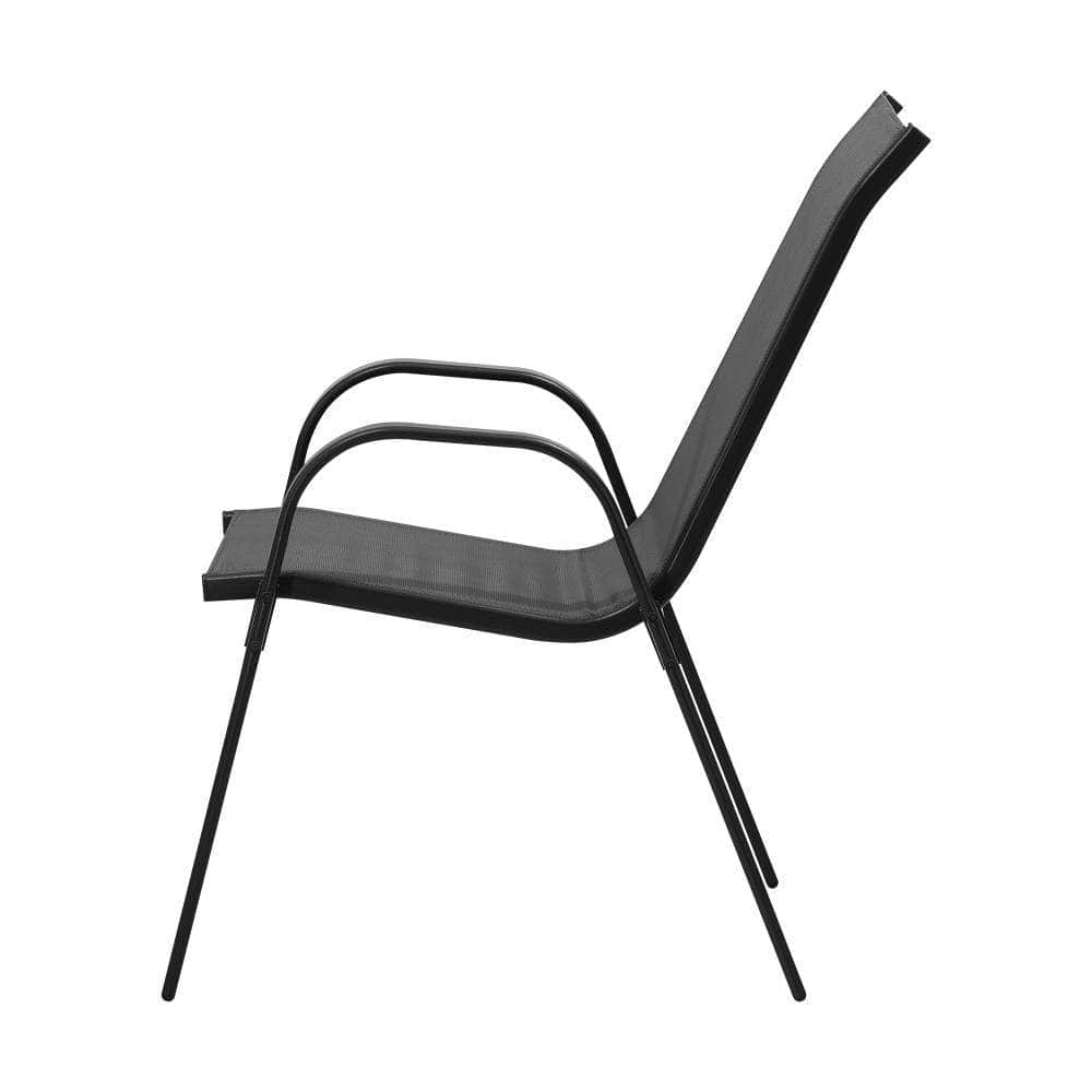 2x Outdoor Stackable Chairs Patio Furniture Lounge Chair Bistro Set Grey