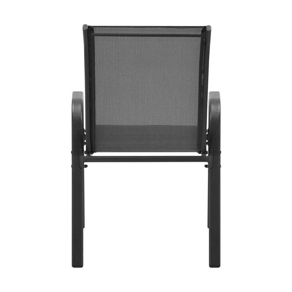 2x Outdoor Stackable Chairs Patio Furniture Lounge Chair Bistro Set Grey