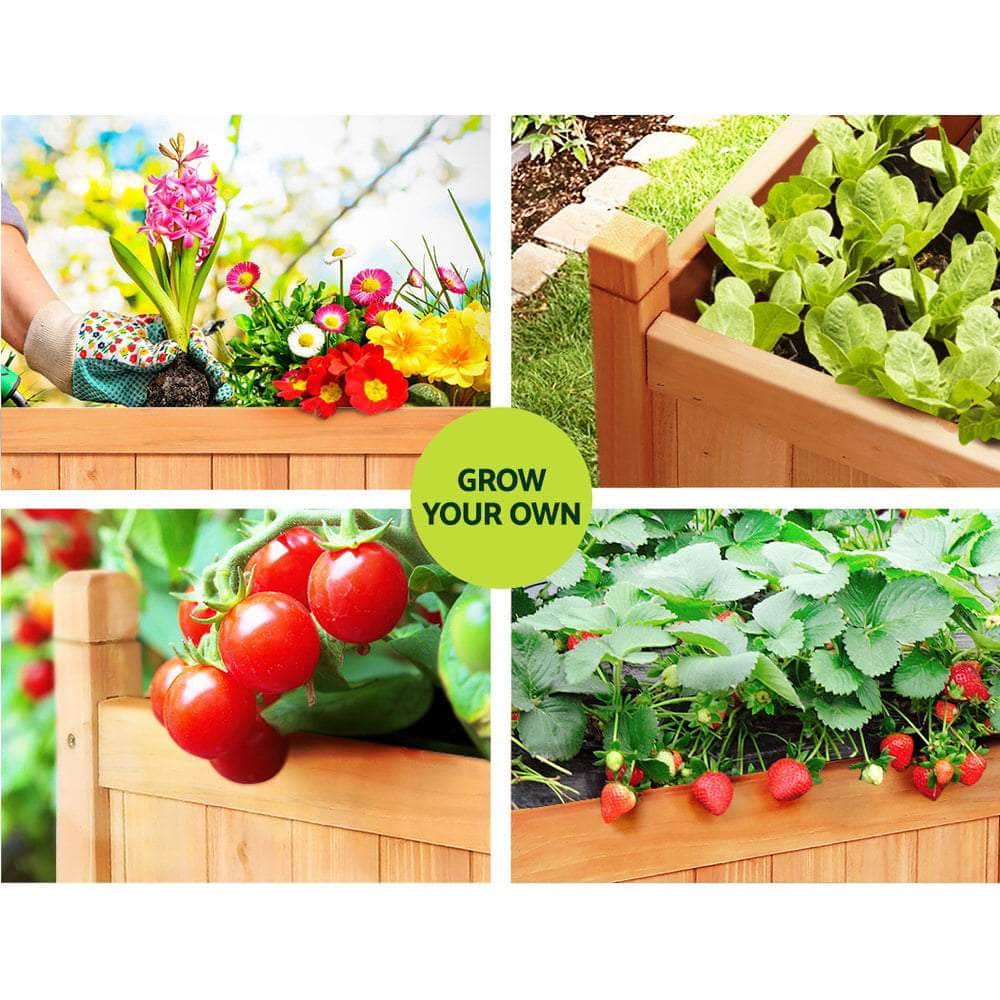 2x Raised Garden Bed 90x30x33cm - Wooden Planter Box for Growing