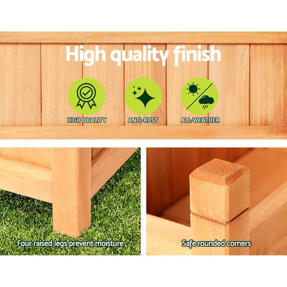 2x Raised Garden Bed 90x30x33cm - Wooden Planter Box for Growing