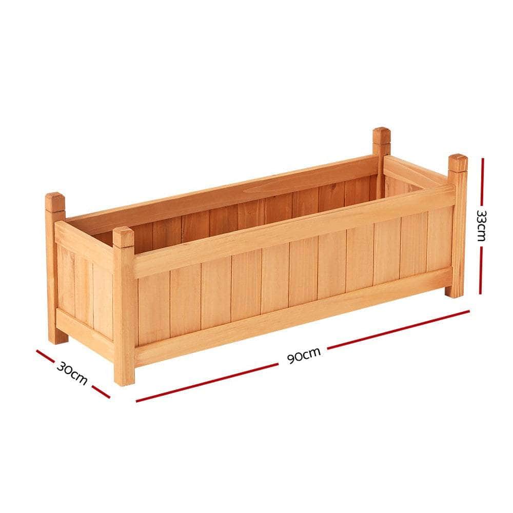 2x Raised Garden Bed 90x30x33cm - Wooden Planter Box for Growing