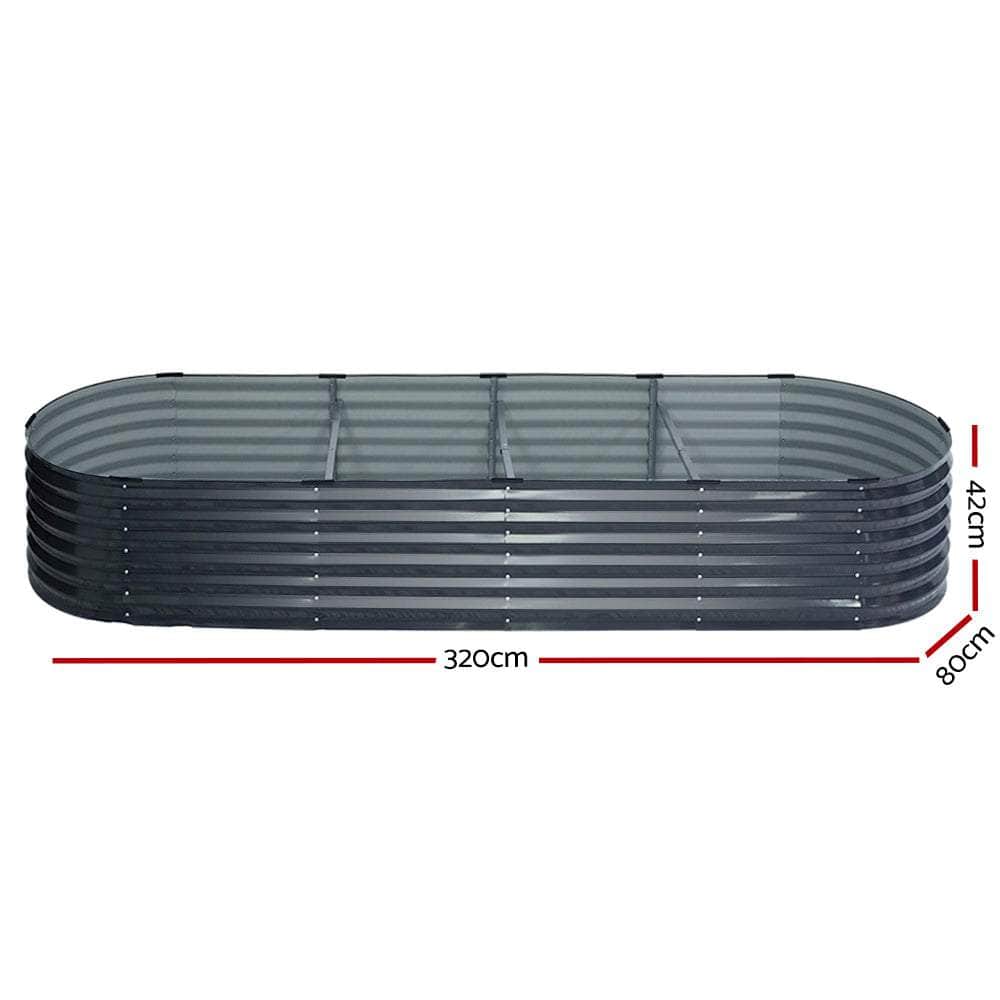 2x Raised Garden Bed Oval Planter Box Raised Container Galvanised