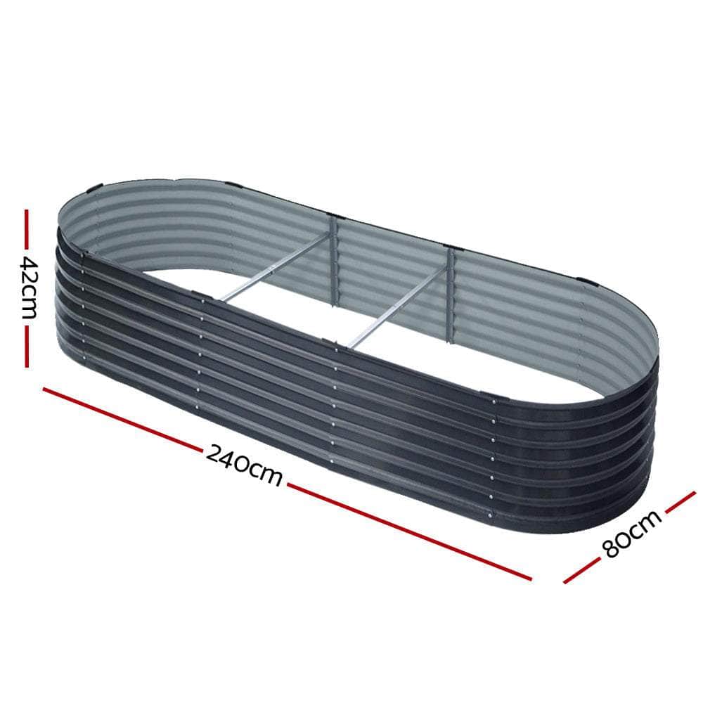 2x Raised Garden Bed Oval Planter Box Raised Container Galvanised