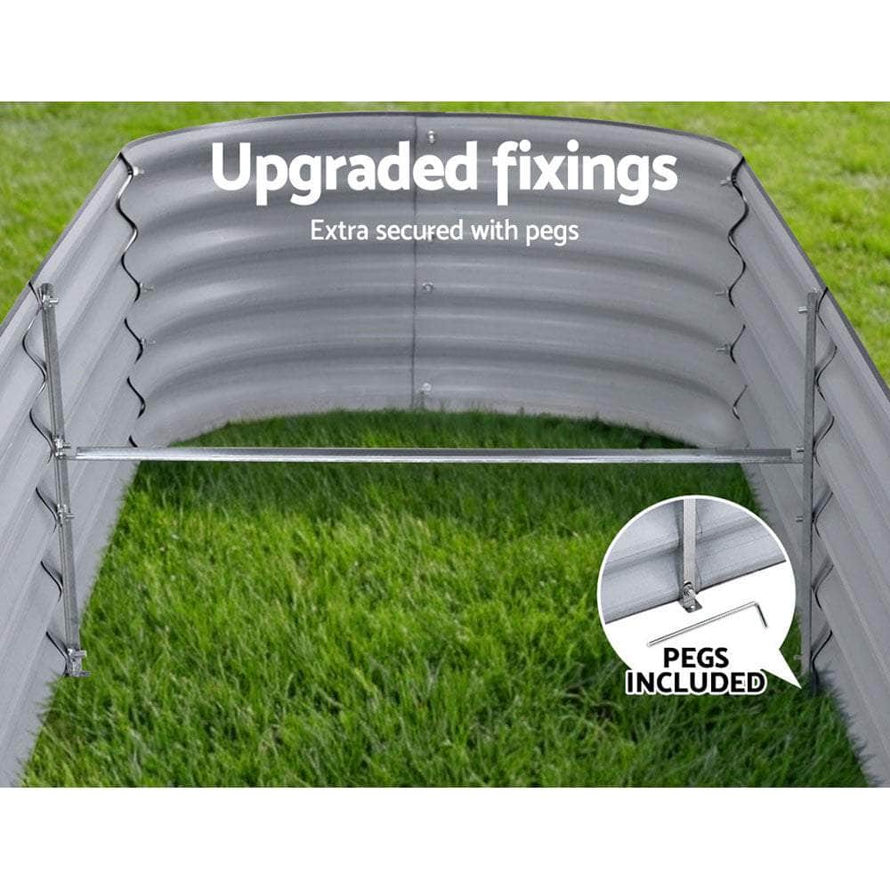 2x Raised Garden Bed Oval Planter Box Raised Container Galvanised