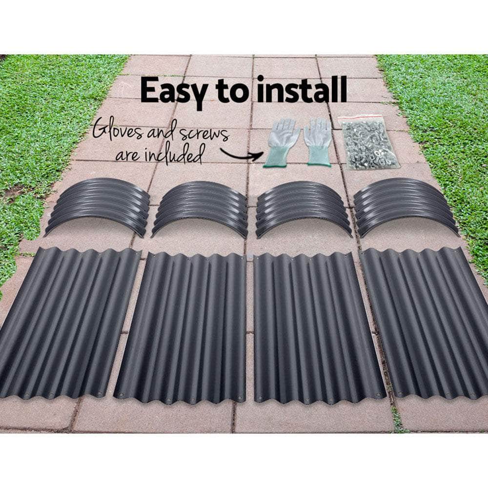 2x Raised Garden Bed Oval Planter Box Raised Container Galvanised