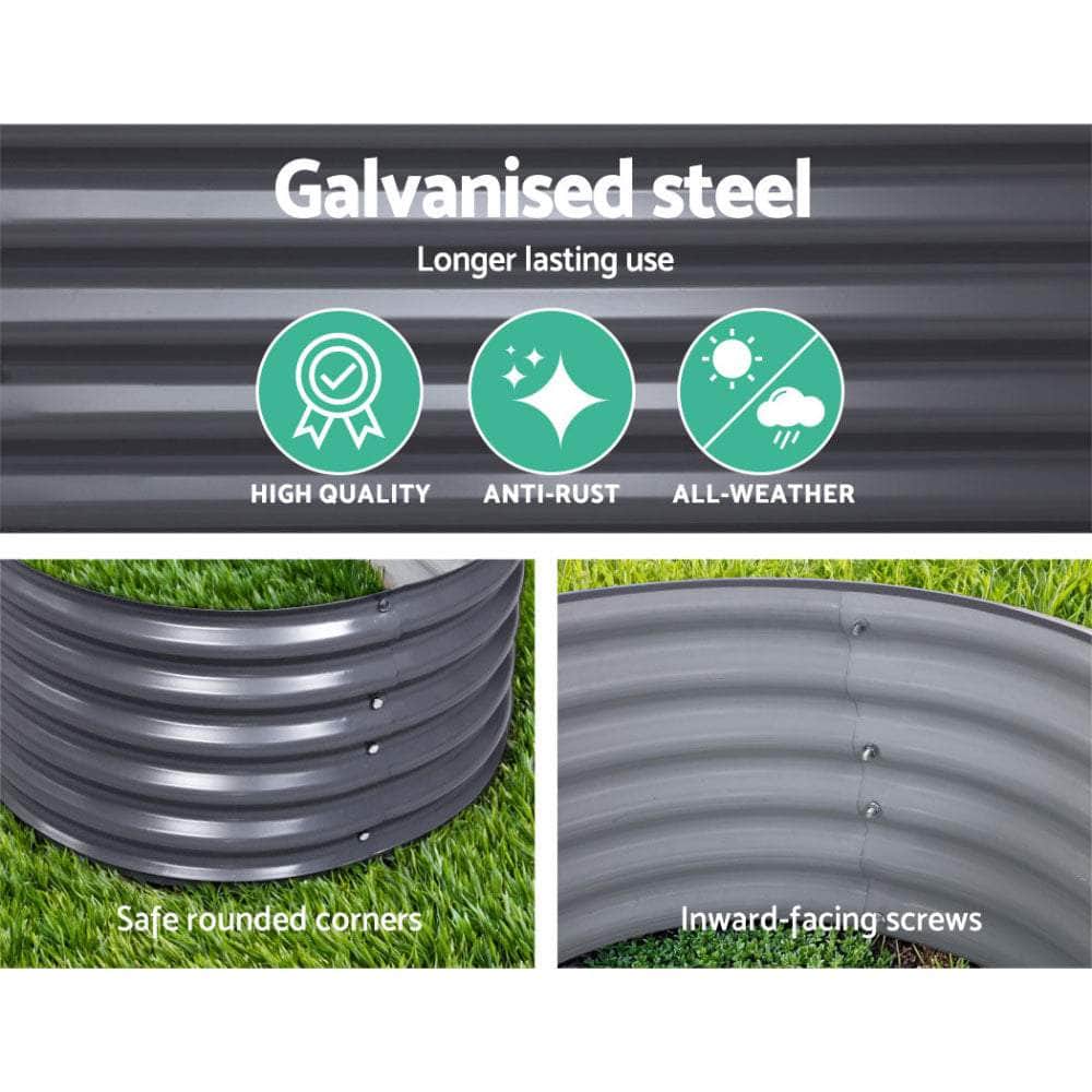 2x Raised Garden Bed Oval Planter Box Raised Container Galvanised