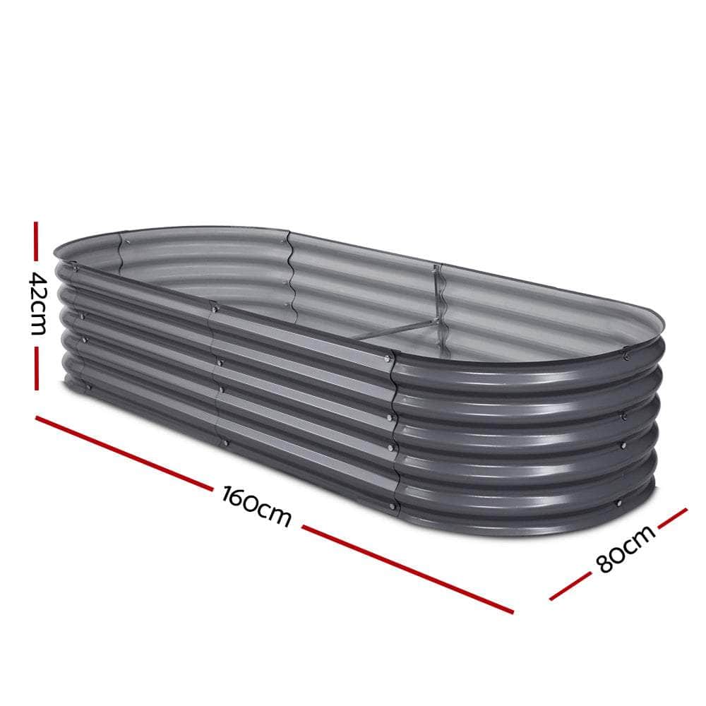 2x Raised Garden Bed Oval Planter Box Raised Container Galvanised