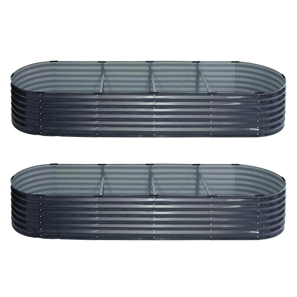 2x Raised Garden Bed Oval Planter Box Raised Container Galvanised