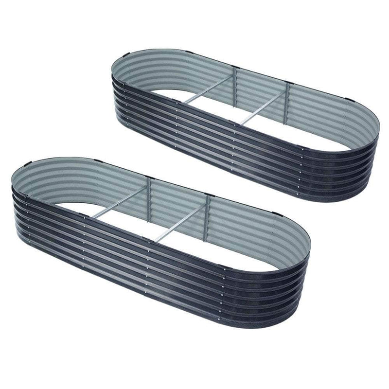 Garden Beds & Planters - 2x Raised Garden Bed Oval Planter Box Raised Container Galvanised